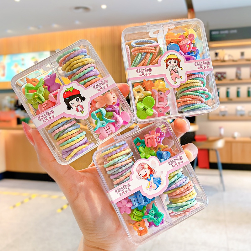 Set kẹp và dây buộc tóc họa tiết phim hoạt hình dễ thương dành cho trẻ em