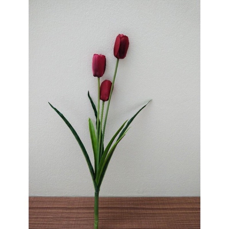 cành hoa tuylip lụa - hoa giả - cành 3 bông