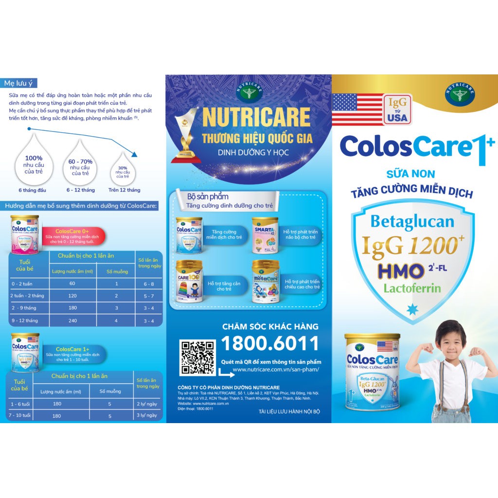 Sữa bột Nutricare ColosCare 1+ 800g _Duchuymilk