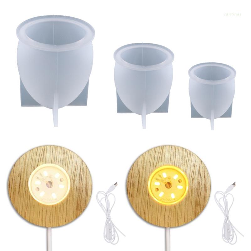 Đế gỗ trưng bày đèn LED ánh sáng trắng/trắng ấm và khuôn làm phụ kiện hình quả trứng 3D bằng nhựa resin nghệ thuật