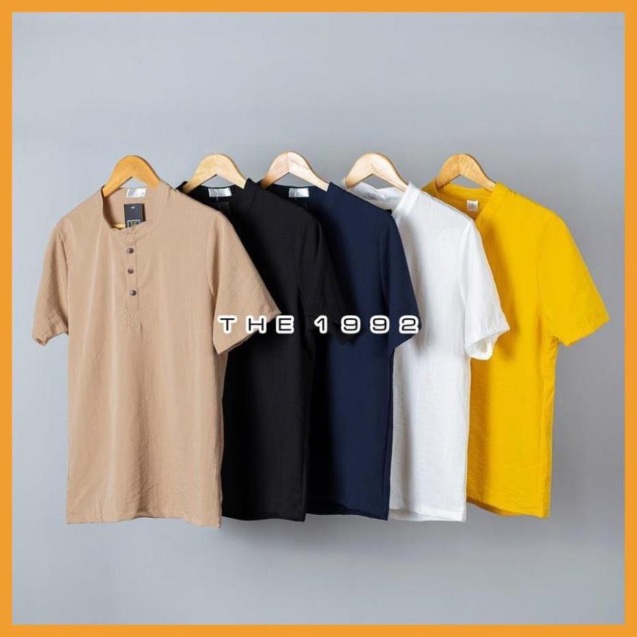 HÀNG HOT] Áo thun nam, Áo đũi nam cổ tàu cộc tay chất liệu cực mát | BigBuy360 - bigbuy360.vn
