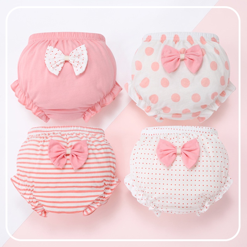 BBKing Quần Lót Cotton Dễ Thương Xinh Xắn Dành Cho Bé Gái 0-3 Tuổi