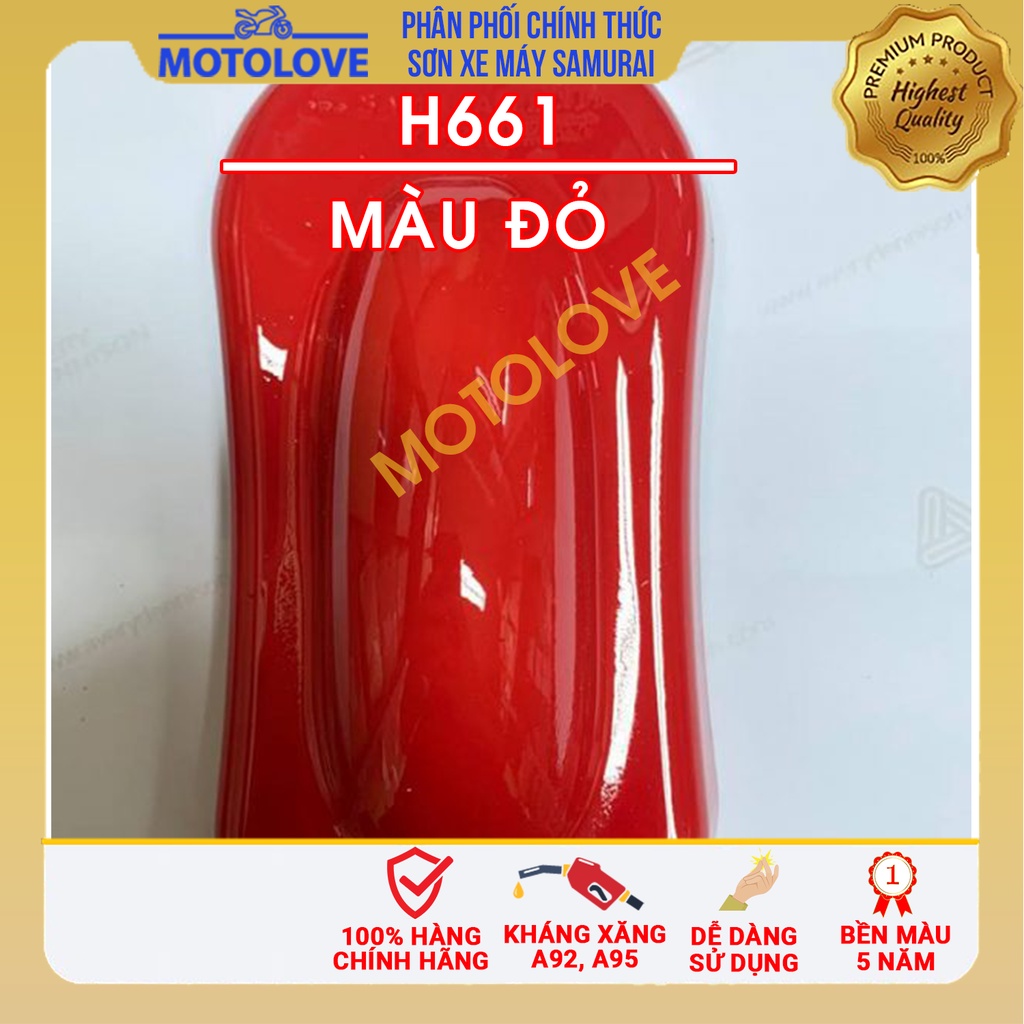 Sơn Samurai màu đỏ honda H661-200 - chai sơn xịt chuyên dụng nhập khẩu từ Malaysia.