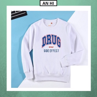 Áo thun nam nữ tay dài đẹp DRUG form rộng freesize unisex dễ thương kute hàn quốc giá rẻ sweater DRUG TRẮNG