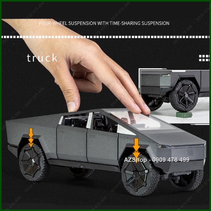 Mô Hình Kim Loại Xe Bọc Thép Tesla CyberTruck Kèm Motor - Tỉ Lệ 1:24
