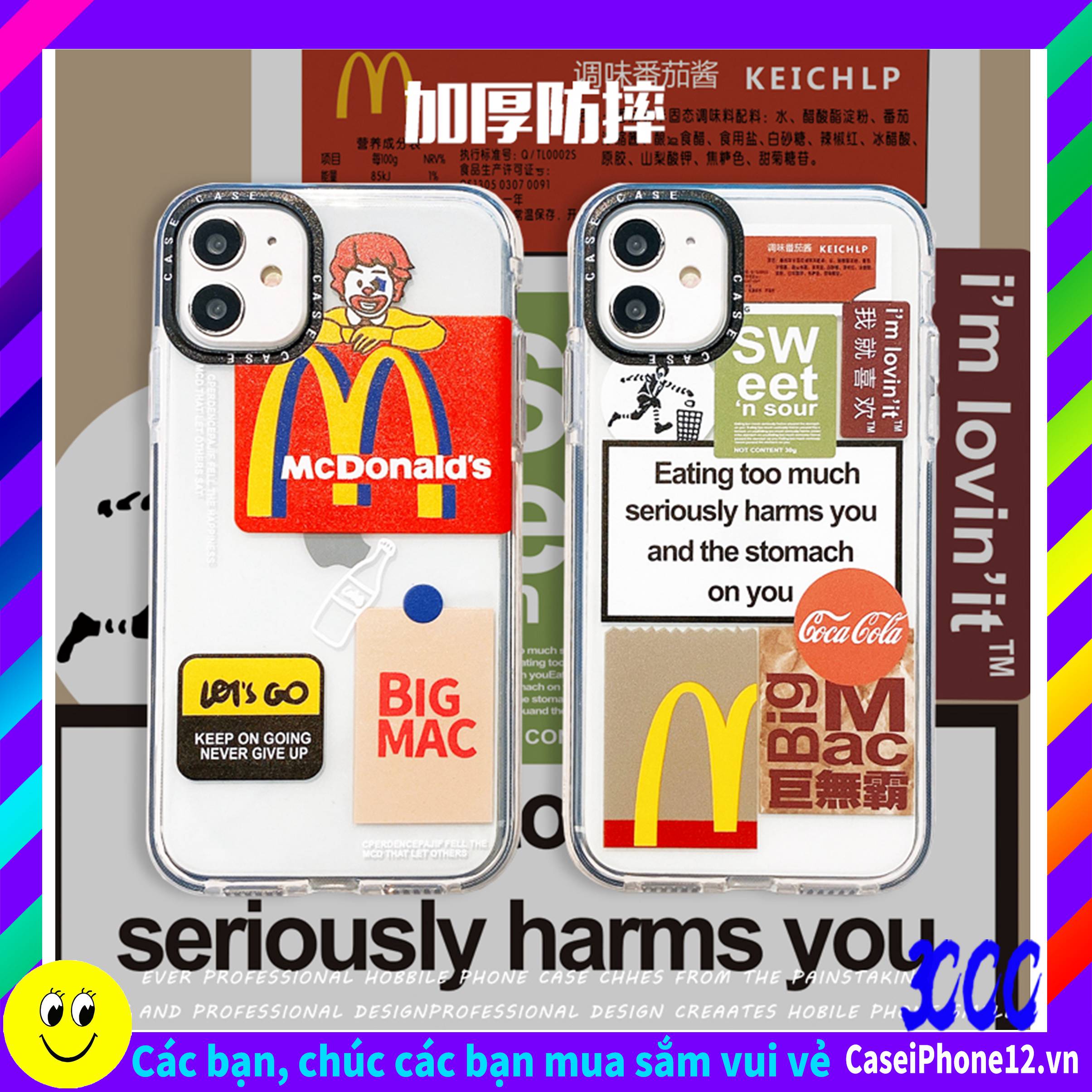 case iphone 11 pro max case cover iphonoe 6 plus iphone 12 pro max case iphone 7 plus cover iphone 8 plus iphone xr iphone xs max iphone cover 6s iphone se2020 MCDONALD'S Ốp Lưng Mềm Trong Suốt Cho