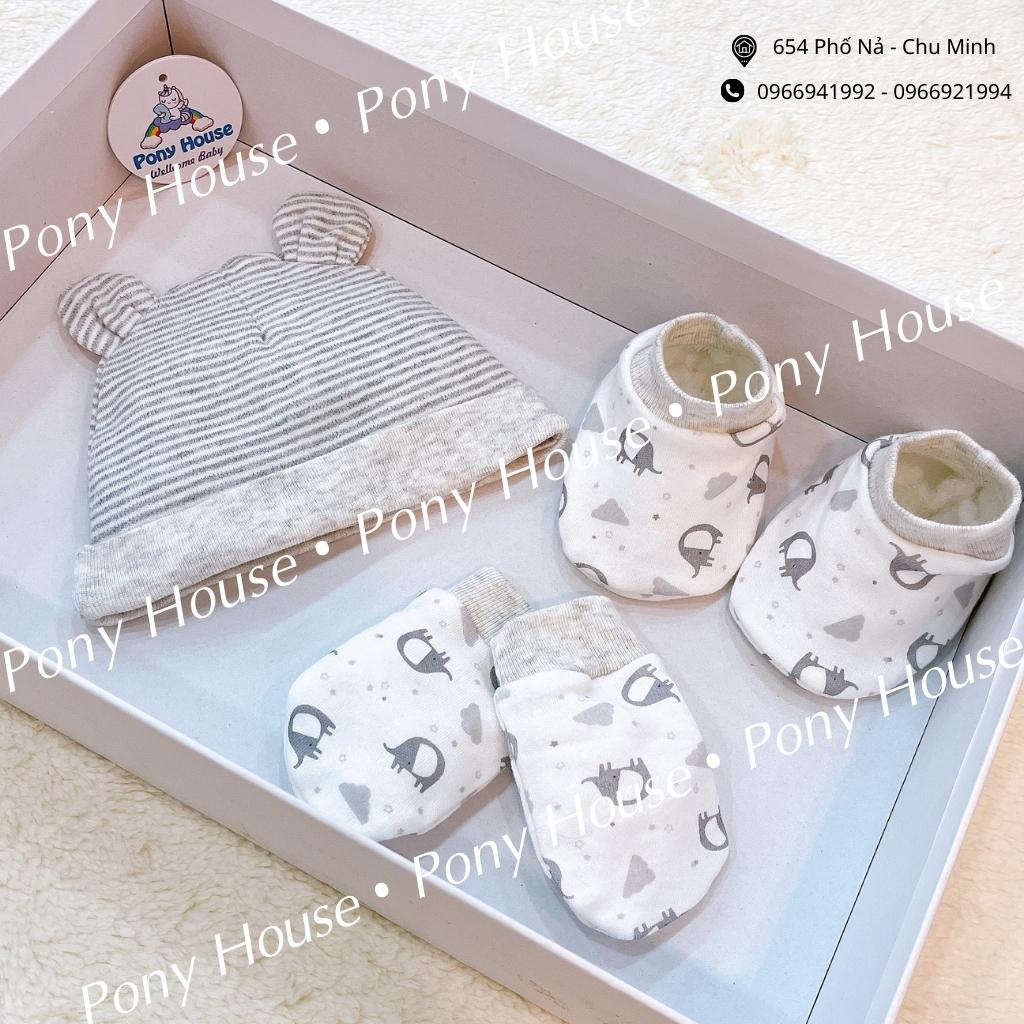 Set Mũ, Bao Tay, Bao Chân Sunnozy Cho Bé Sơ Sinh Cotton Mềm Mại Cho Bé Từ 0-3 Tháng