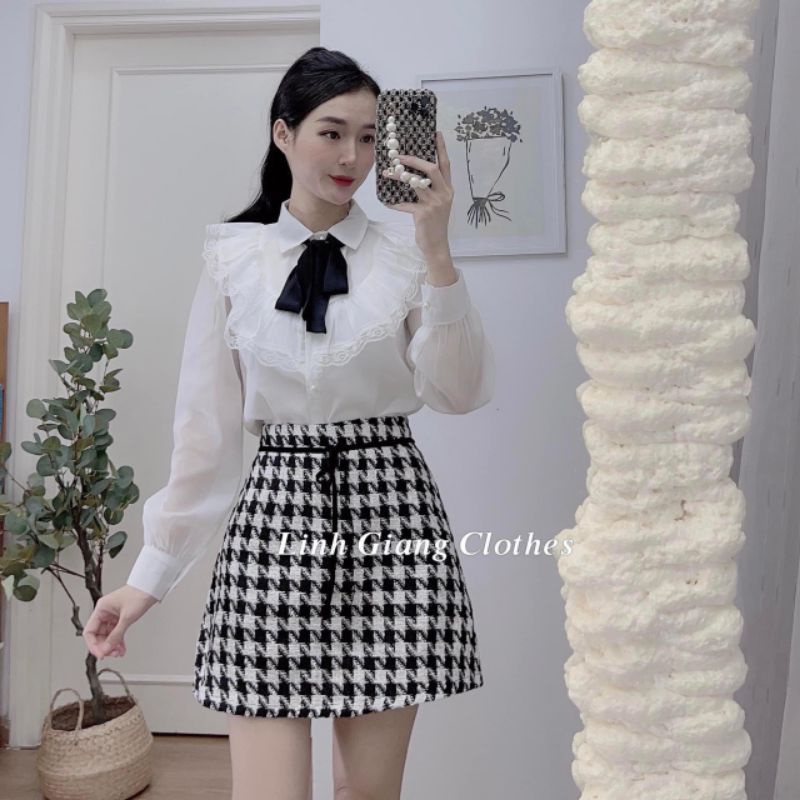 Sơ mi tiểu thư nơ bèo siêu xinh