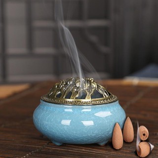 [COMBO] LƯ XÔNG TRẦM GỐM + 1 HỘP TRẦM HƯƠNG THẢO MỘC (43-45 viên) Xông Nhà, Xông Đất, Tẩy Uế - Giảm Căng Thẳng