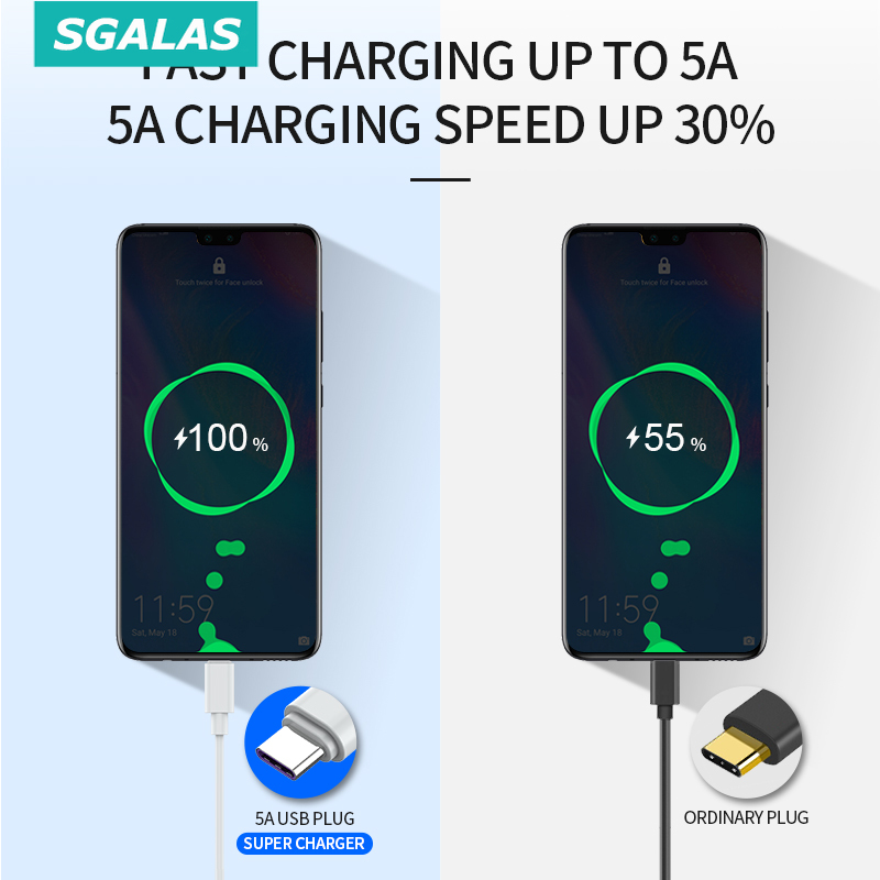 Cáp sạc đồng bộ hóa dữ liệu USB Type C Sgalas 5A cho điện thoại tiện dụng