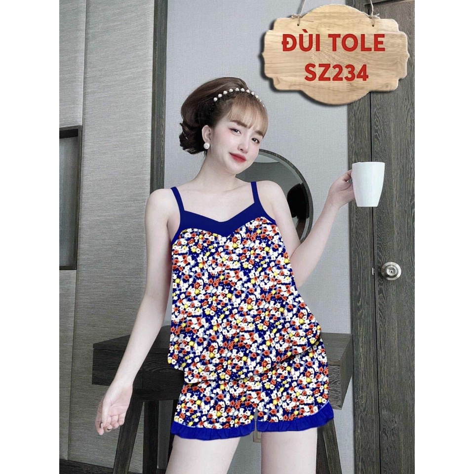 [48kg - 70kg] Đồ Bộ Mặc Nhà, Đồ Bộ Nữ Đùi Tole (Lanh) 2 Dây