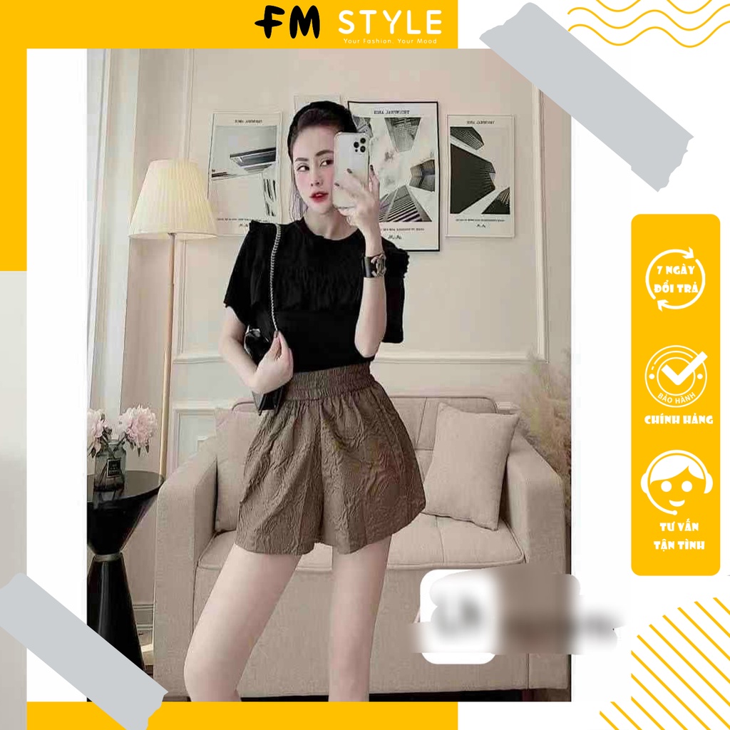 Quần short dập hoa nổi 61 nữ FM Style cá tinh năng động 211005001