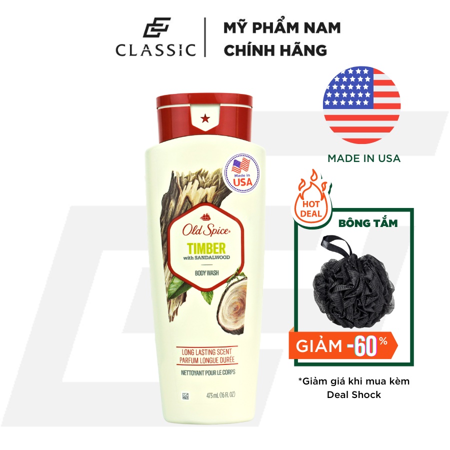 Sữa Tắm Old Spice Timber With Sandalwood 473ml - Chính hãng Mỹ