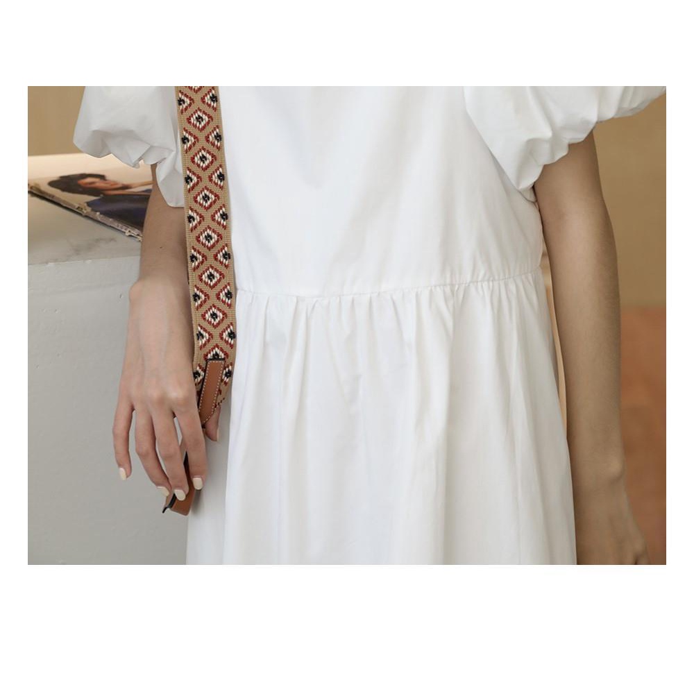 Đầm tay phồng ngắn cổ vuông dáng rộng thời trang kiểu Pháp thanh lịch cho dịp hè