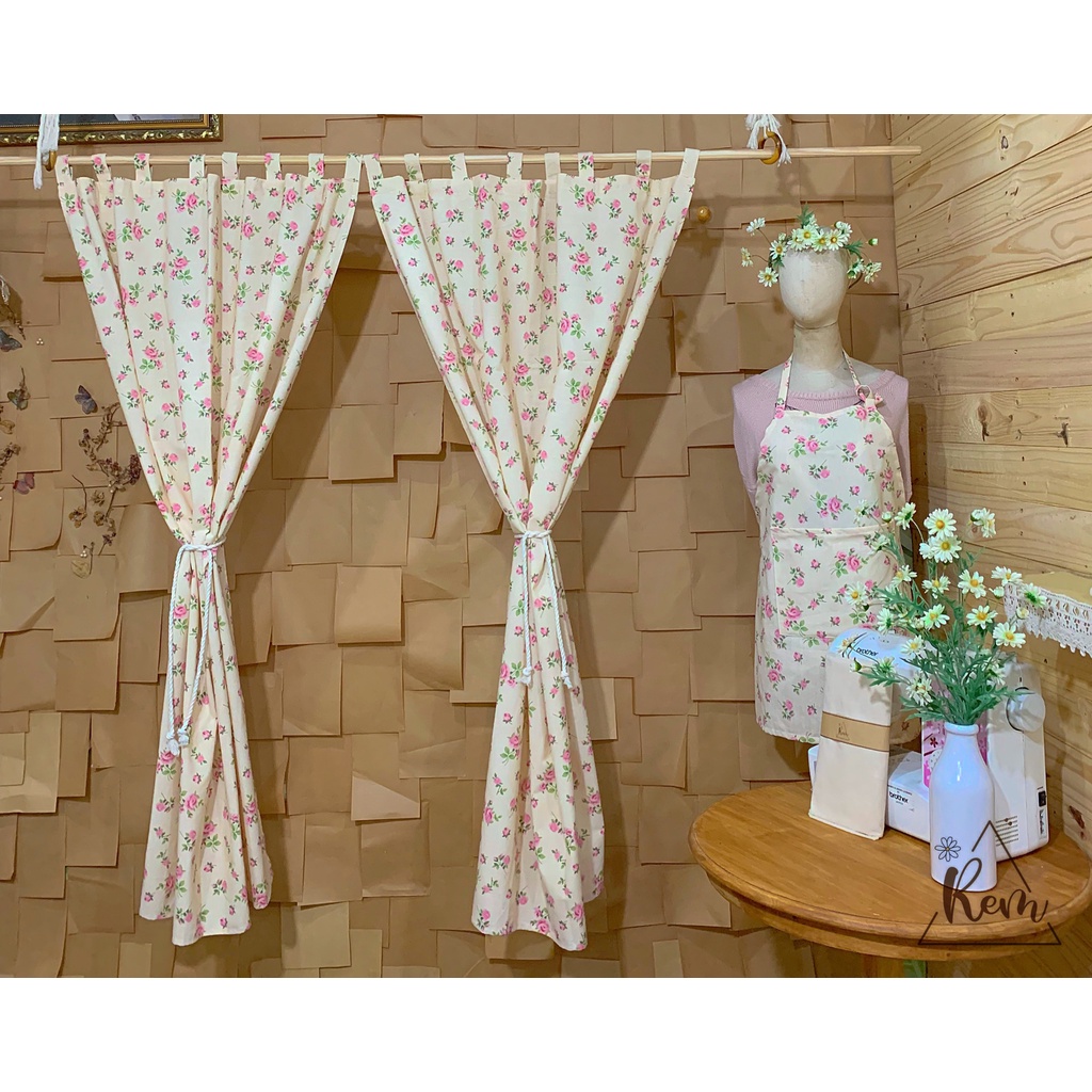 RÈM HOA NHÍ TRƠN  Phong cách Vintage, Trang Trí Cửa Sổ