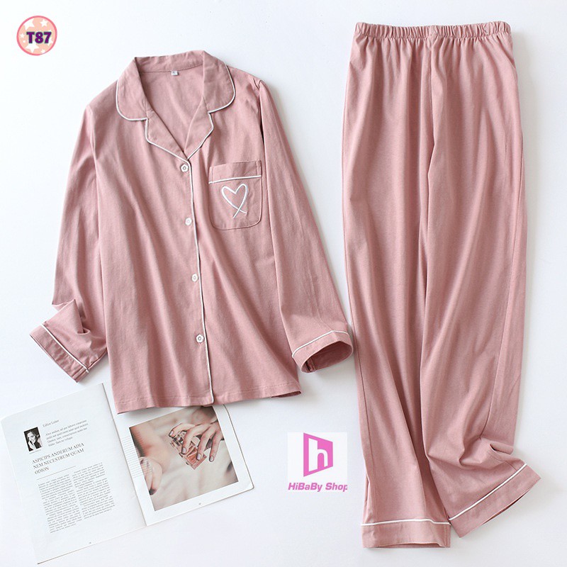Pijama mặc nhà thu đông chất cotton mềm đẹp T87