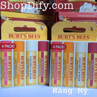 Burts Bee Set 4 Mùi Son Dưỡng sáp ong thiên nhiên BURT S BEES Lip Balm Không Màu thumbnail