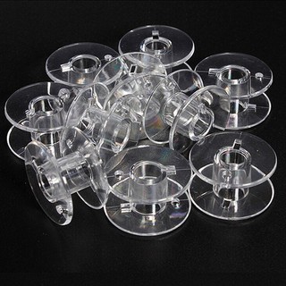 10 Pcs Clear Empty Bobbins Thread String Sewing Machine Plastic Empty Spool