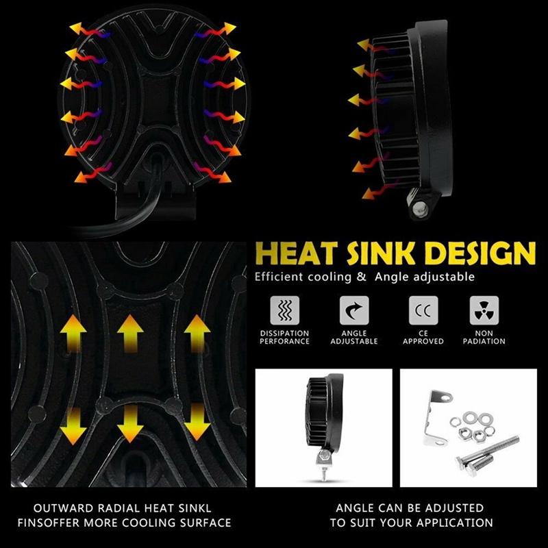 Bộ 2 Đèn LED Sương Mù 4 Inch Màu Hổ Phách Cho Xe Hơi