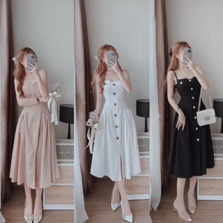 Đầm maxi ms.1101 đầm thiết kế cúc dọc, đính túi ngực, xếp ly hông, dáng maxi, chất đũi sang mềm mát
