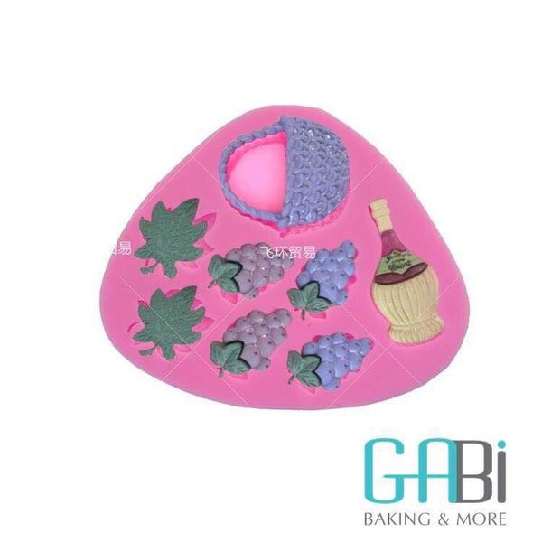 Khuôn fondant silicon hình quả nho+bình