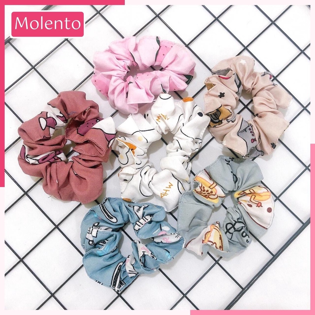 Buộc Tóc Scrunchies Nhiều Màu Mẫu Dễ Dương, Co Giãn Tốt Giao Mẫu Ngẫu Nhiên - M86