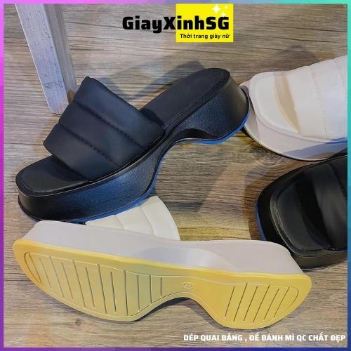Dép quai ngang bản to nữ, hàng QC  mềm êm, Đế bánh mì 5cm