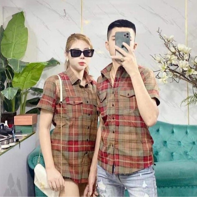 Áo sơ mi kẻ đỏ Rách nhẹ Cao Cấp - Áo Sơ mi BBR Spf Cho Nam