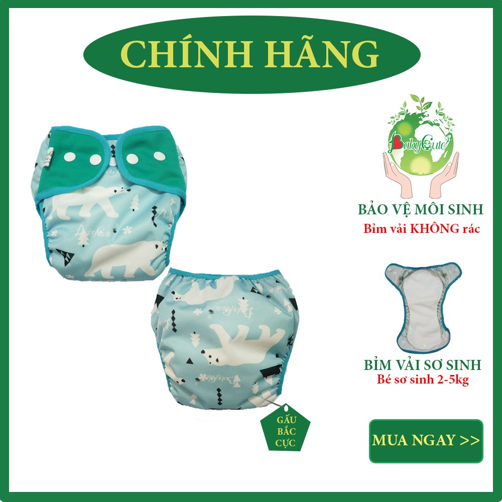 [MẪU MỚI] Bỉm tã vải BabyCute cho bé sơ sinh từ 2-5kg (gồm 1 vỏ + 1 lót) - Giao mẫu ngẫu nhiên