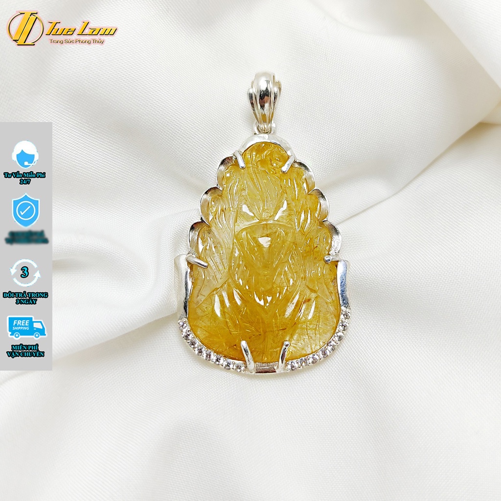 Mặt dây chuyền hồ ly chúa màu tóc vàng hợp mệnh kim thổ dáng đuôi xòe bọc bạc trợ duyên  - Tuệ Lâm