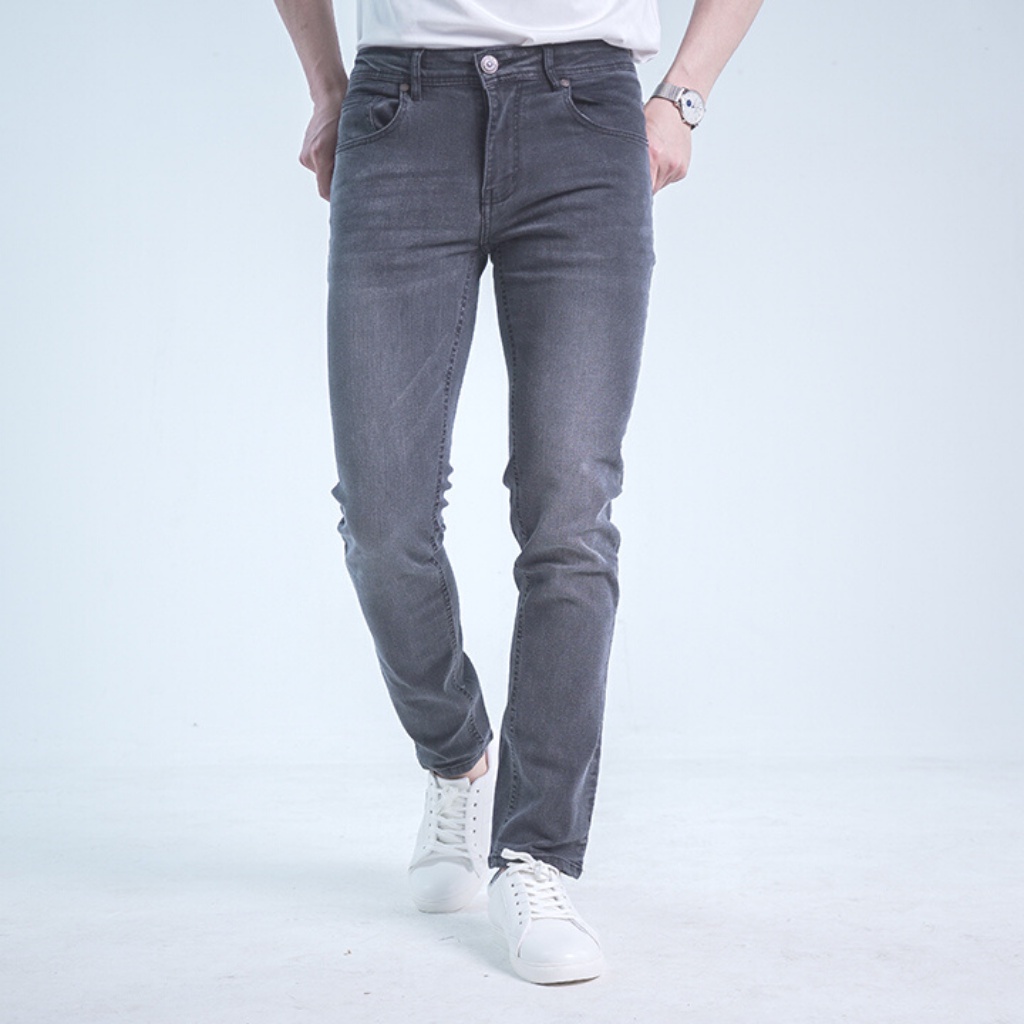 Quần Jean Nam H90, Ống Côn Dáng Ôm Slimfit, Chất Bò Co Giãn Vận Động Thoải Mái, Vải Mềm Mịn, Bền Màu HTRJ008