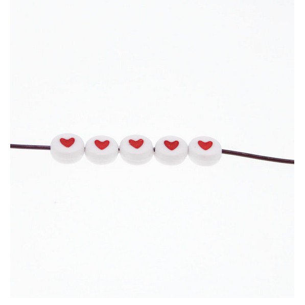 Bộ 100 hạt nhựa dẹt hình trái tim làm trang sức thủ công