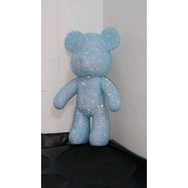 Gấu Đính Đá Handmade - Gấu Bearbrick Màu Xanh Lam Ngọc