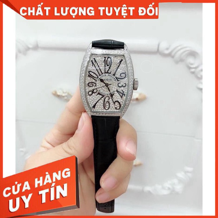 (Bảo hành 12 tháng) Đồng hồ nữ Franck muller full đá, dây da cao cấp  - Frank muller geneve