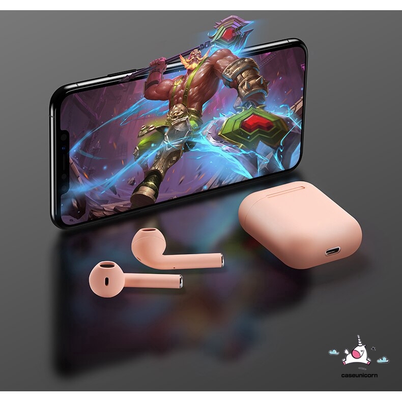 Set Tai Nghe Bluetooth 5.0 I12 Tws Màu Bánh Macaron Kèm Phụ Kiện