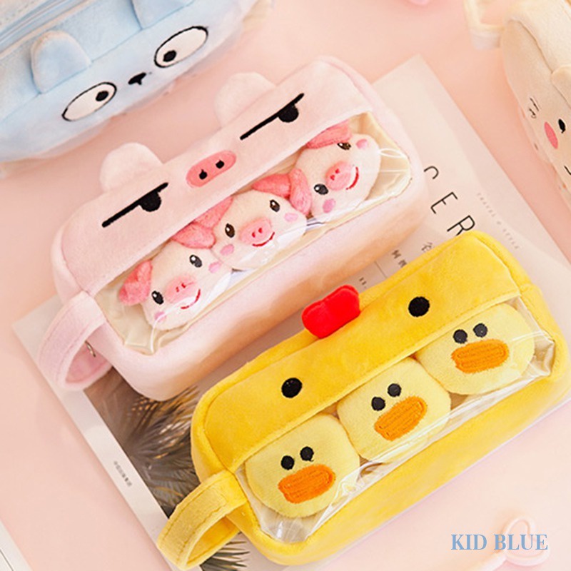 Túi Đựng Bút Cỡ Lớn Phối Lông Kiểu Dáng Dễ Thương Sáng Tạo Cho Nữ