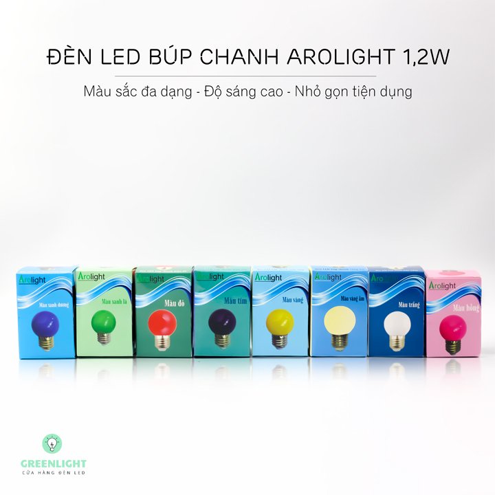 Bóng Đèn LED Búp Chanh 1.2W Arolight, đủ màu sắc đẹp lung linh, trang trí quán cà phê, shop, sân vườn thêm nổi bật