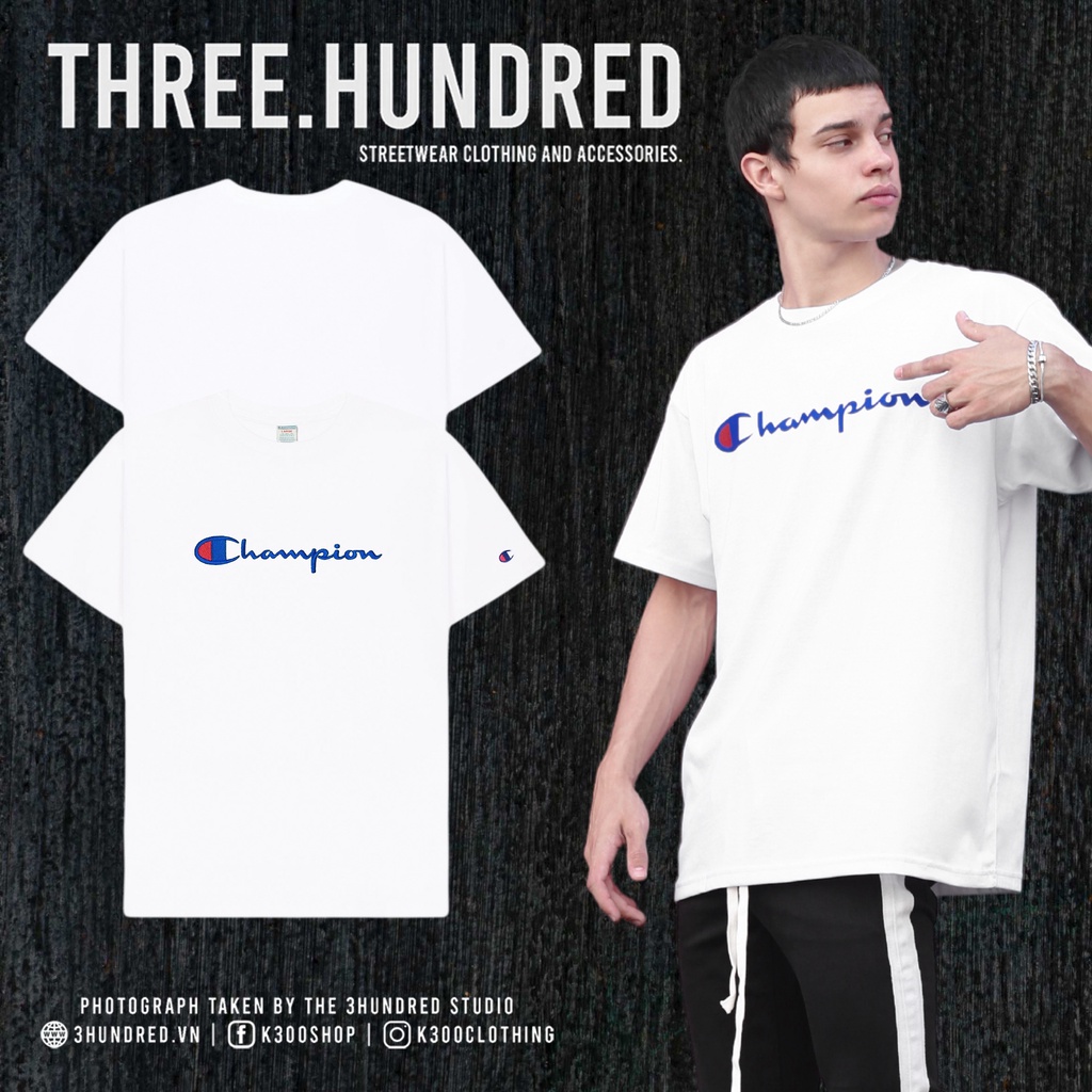ÁO THUN CHAMPION BIG LOGO CHỮ IN MÀU TRẮNG