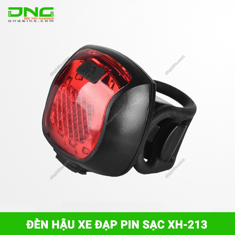 Đèn hậu xe đạp pin sạc XH-213, cường độ sáng 20 lumen