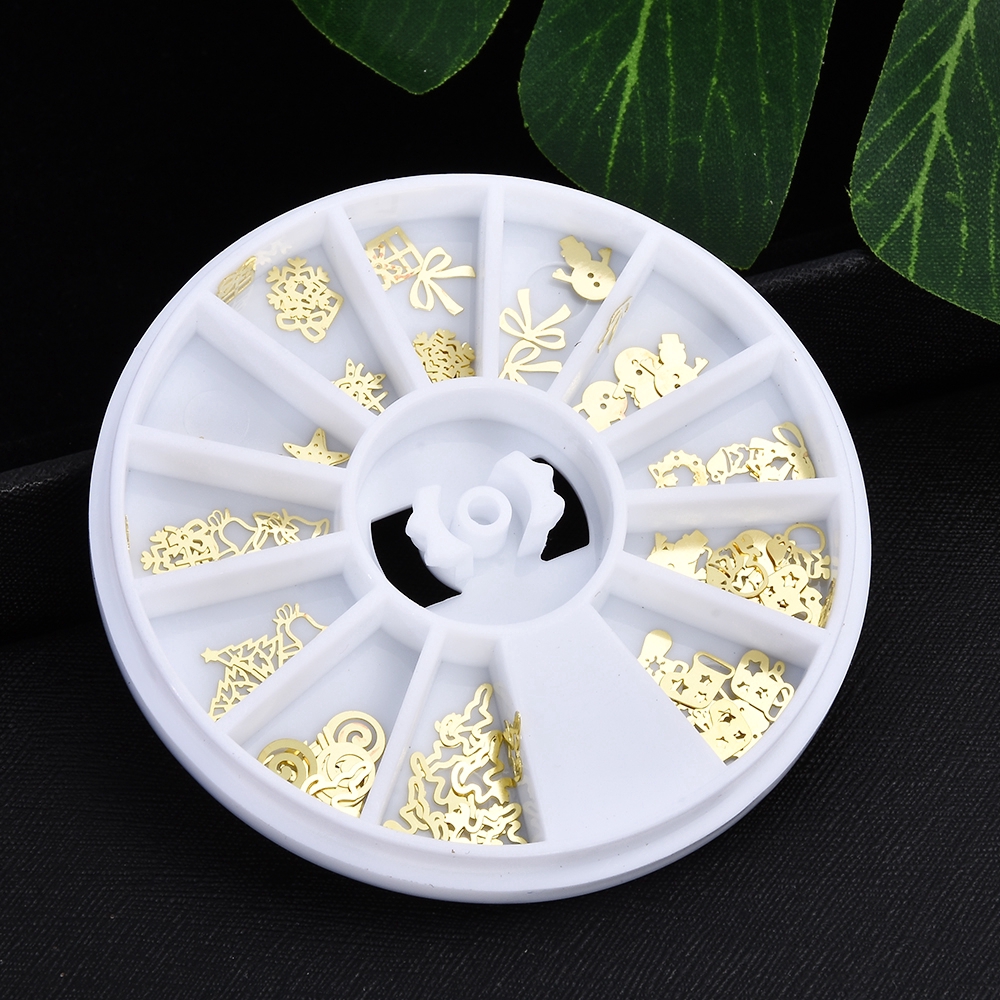 Cod In Stock New Gold Christmas Nail Art Decoration Slice Stickers Manicure DIY Accessories Wheel