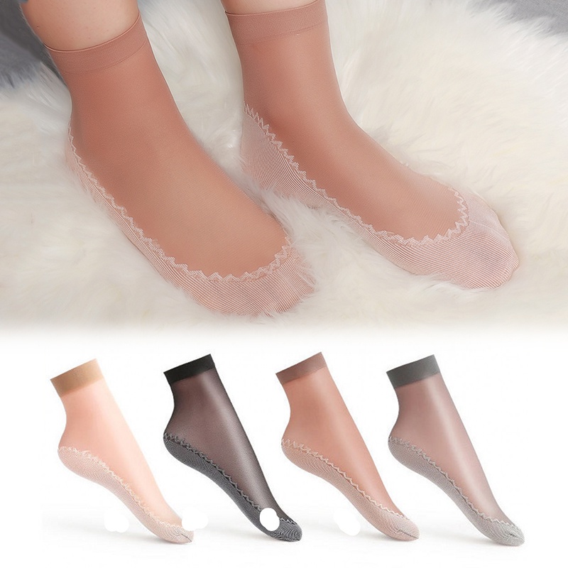 1 Đôi Tất Ngắn Vô Hình Bằng Nylon Mềm Mại Chống Trượt Cho Nữ