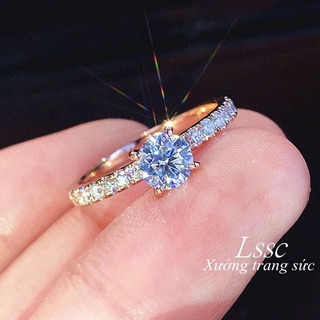 Nhẫn mạ vàng đính kim cương nhân tạo pha lê sang trọng