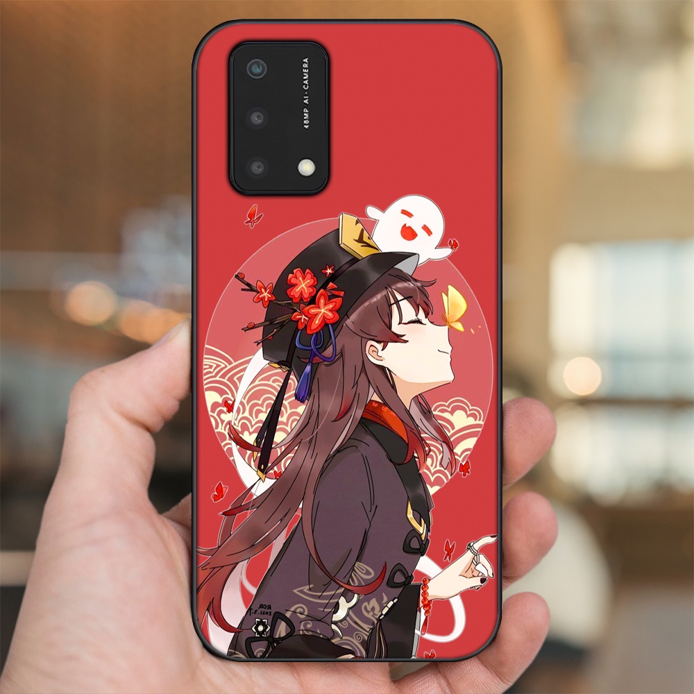 Ốp lưng Oppo A74, A93 5G, A95 viền đen in hình Hutao Genshin Impact