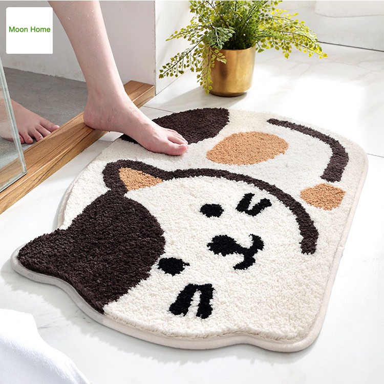 Thảm lau chân chùi chân trang trí cao cấp Moon Home hình thú dễ thương chống trượt thấm nước
