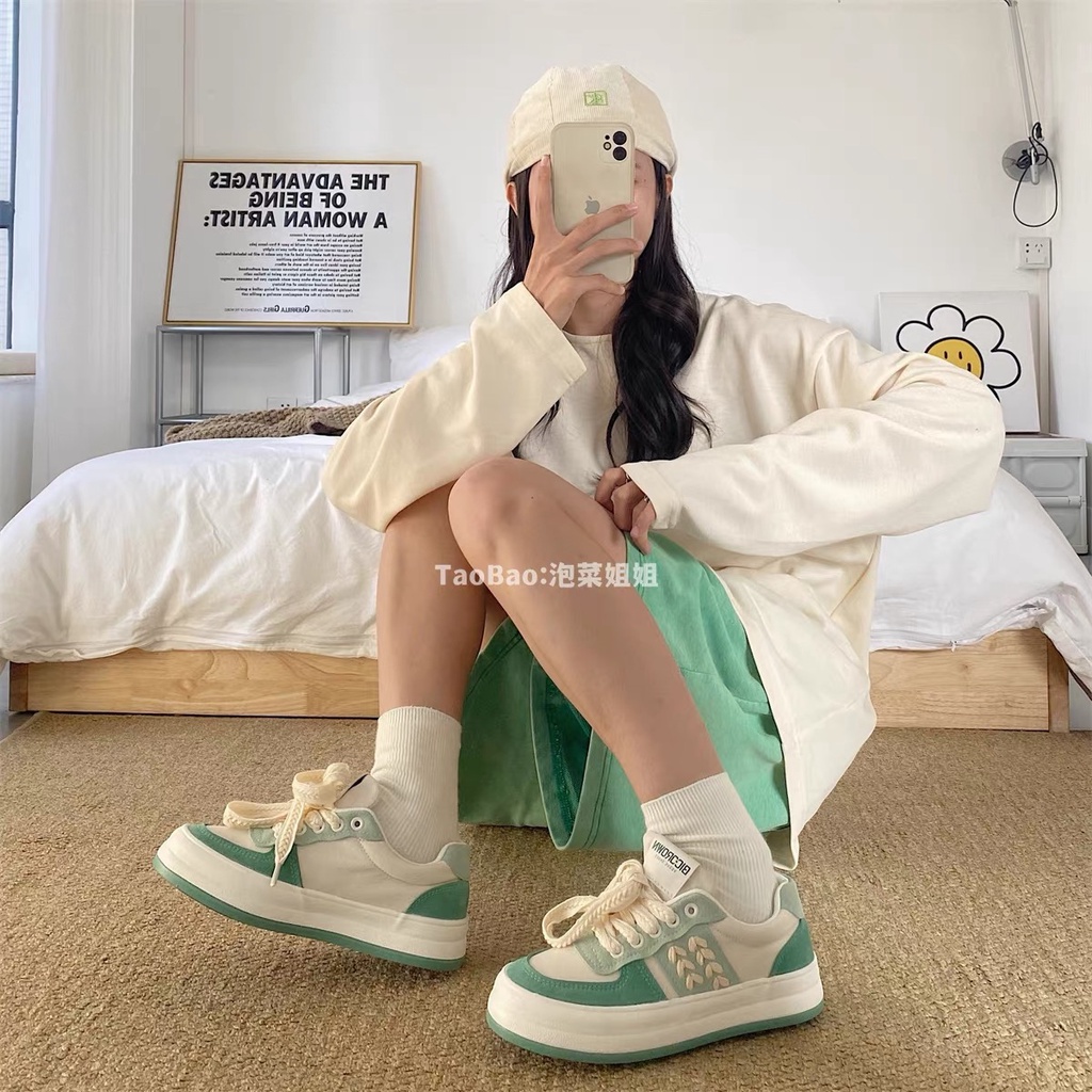 CÓ SẴN HÀNG CAO CẤP CÓ LOGO - Giày thể thao SNEAKER ulzzang dây giày tạo kiểu cột nơ đế viền nâu đế bánh mì êm chân