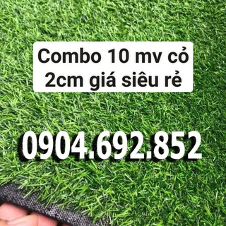 Combo 10m2 [mét vuông] -  Thảm cỏ nhân tạo sợi kim đế bạt không bụi đen sợi 2cm