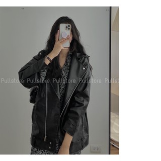 Áo khoác da jacket dáng freesize form rộng có đai tháo rời