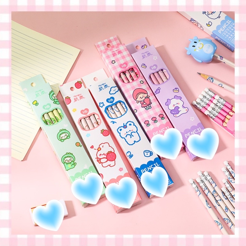 SET 10 BÚT CHÌ HB NHIỀU HÌNH DỄ THƯƠNG