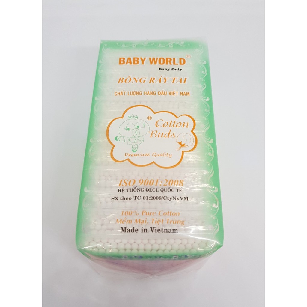 Bịch 12 gói Bông ráy tai trẻ em Baby World