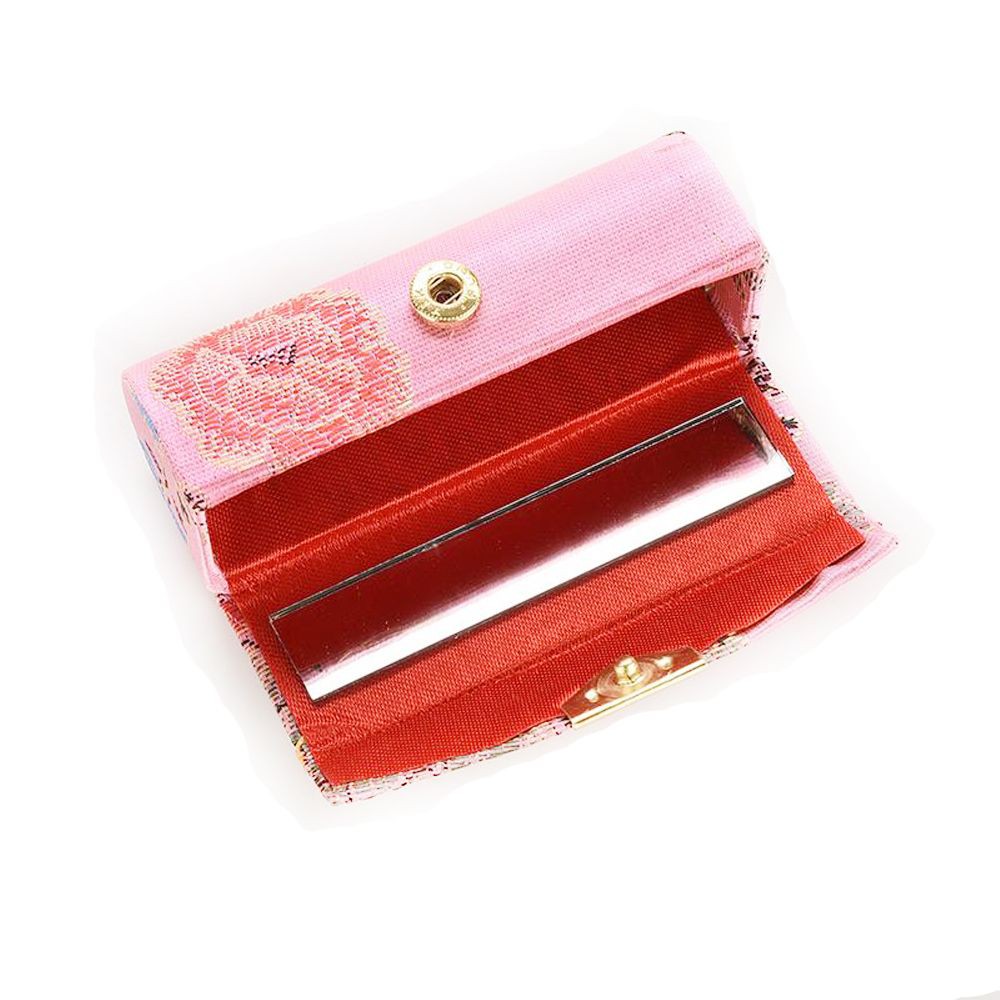 Hộp đựng son môi chất liệu vải lụa satin 9*3.5*3cm có gương tiện dụng